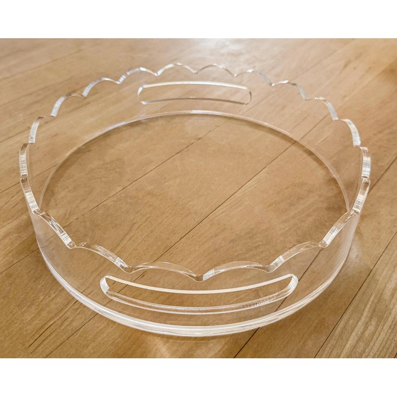 GRAHAM DESIGN Acrylic Scalloped Round Tray with Handles - 10"