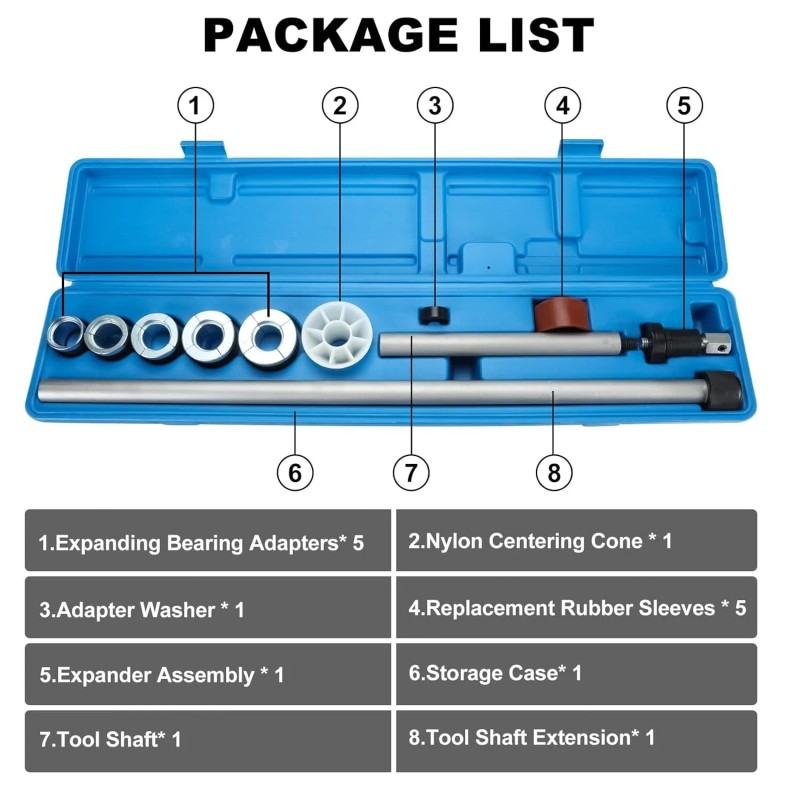BTSHUB 1.125"-2.69" Universal Camshaft Bearing Installation Removal Tool Kit with