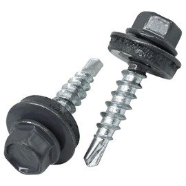 SKIR'CO (Pack of 50) Roofing Bolts, Hex Head 4.8 x 25 mm, Painted Self Drilling Screws with EPDM Washers (Graphite Grey RAL 7024)