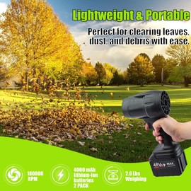 Uinnate Electric Cordless Leaf Blower, Portable Dust Cleaner Leaf Blower, 2 Pack 4000mAh Battery Powered and Charger, Lightweight Handheld Blower for Lawn Care, Patio Cleaning & Blowing Drying