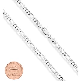 Miabella 925 Sterling Silver Italian 5mm Diamond-Cut Figaro Link Chain Necklace for Women Men, Made in Italy (22 Inches)
