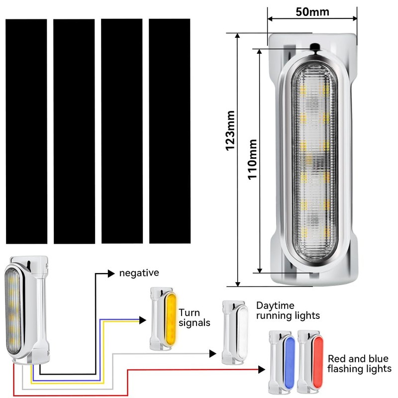 WUMFIRE Motorcycle Driving Light Highway Light bar Red and Blue