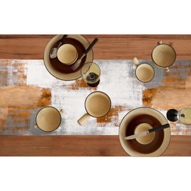 LOZULO Table Runner Modern Orange Runner Table Boho Linen Table Runner Washable Country House Style Table Runner Party Table Decoration Outdoor Weatherproof Table Runner 40 x 180 cm for Coffee Table