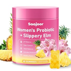 Women Probiotic Slippery Elm Gummies - Supports pH Balance, Digestive & Immune Health, Natural Pineapple Flavor, 60 Count