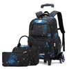 VIDOSCLA Elementary Galaxy Teens Rolling Backpack Kids Boys Luggage with