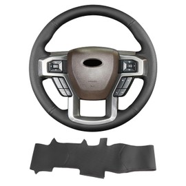 Yeolpise Hand Sewn Steering Wheel Cover,Fit for Ford F-150 2015 2018/Expedition 2018/F-150 Limited 2016/F-Series Super Duty 2017 2020 2022,Non-Slip Breathable Microfiber Leather Steering Wheel Cover