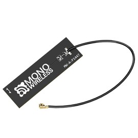 Mono Wireless Flat Antenna Embedded in Housing [UFL 0.55 x 1.9 inches (14 x 47 mm), 3.9 inches (100 mm) Cable]