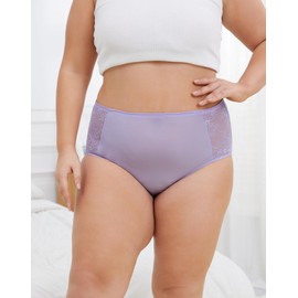 INNERSY Women's Plus Size Floral Lace Nylon Underwear High Waisted Panties 3-Pack(Lavender Blush,3X-Large)