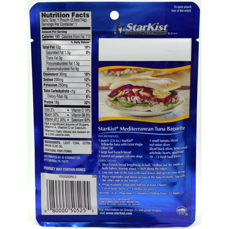Starkist Yellowfin Tuna in Extra Virgin Olive Oil, Single Serve