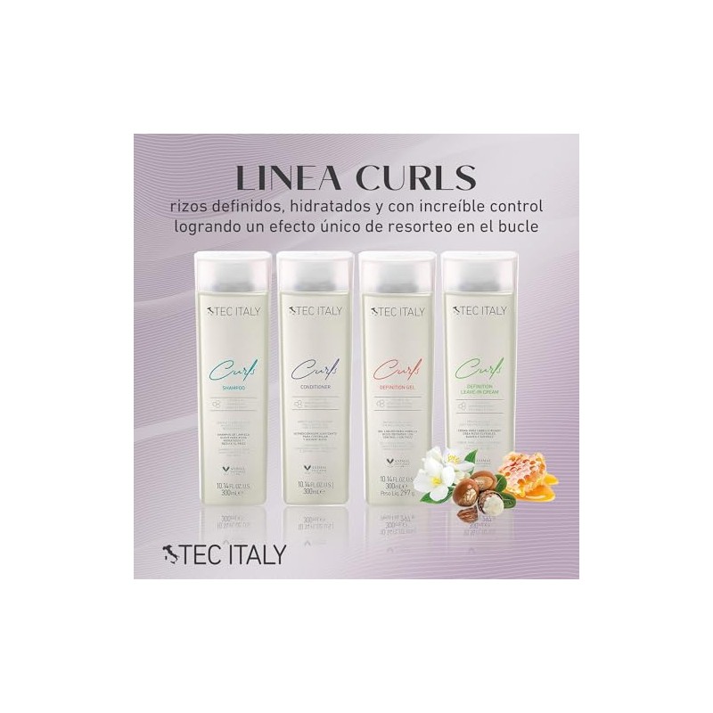 TEC ITALY Curls Shampoo Nutrición Rizos Antifrizz Protección UV 300