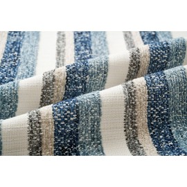 Zealax Modern Farmhouse Decorative Pillow Covers 18x18 Inch Boho Throw Pillows Neutral Soft Chenille Couch Cushion Covers, Set of 2 Velvet Striped Accent Pillows Cases for Sofa Bed Living Room, Blue