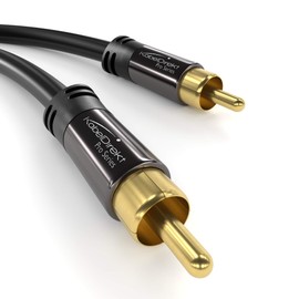 KabelDirekt – 6ft Short – RCA/Phono subwoofer Lead Cable, 1 to 1 RCA/Phono, Audio/Digital/Video (Coax Cable, RCA/Phono Male/Male Plugs, for amps/Hi-Fis, Audio Signals/Composite Video, 75 ohm, Black)