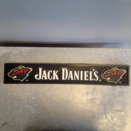 Jack Daniel's Rubber Bar Rail Spill Mat MN Wild Logo Black New