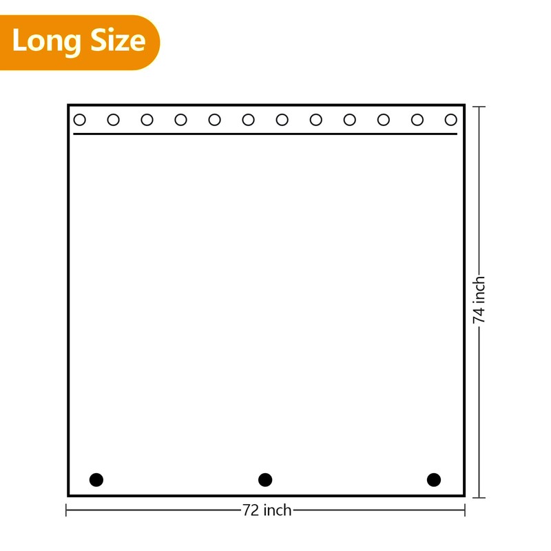 Seenus 74 inch Long Cloth Shower Curtain Liner with 3