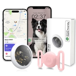 GPS Tracker for Dogs, Mini GPS Pet Tracker with Silicone Cover, IPX8 Waterproof GPS Tracker for Kids,No Monthly Fee,Work with Apple Find My(iOS Only),Dog Tracker Finder Tracker Pets-Pink-5