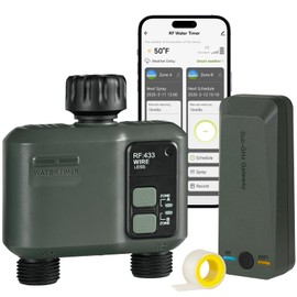 WiFi Water Timer for Garden Hose, Sprinkler Timer 2 Zone, 2 Outlets Smart Hose Timer with WiFi Irrigation Controller, APP Control, Automatic Irrigation System/Rain Delay/Manual Watering for Lawn Yard