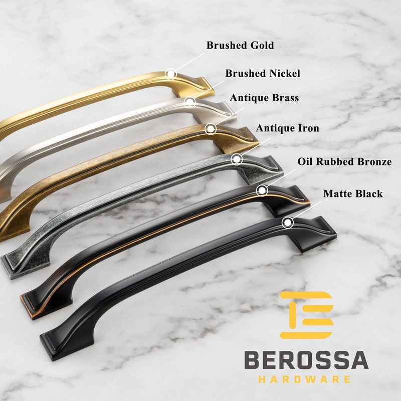BEROSSA 10 Pack 5 Inch, Brushed Nickel Drawer Pulls Satin