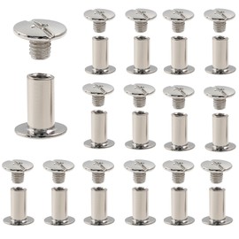 Hitefu 30 Set Chicago Screws, M5 x 10mm Binding Screws with Phillips Head, 3/8 Inch Button Rivets for Leather, Belt, Bookbinding