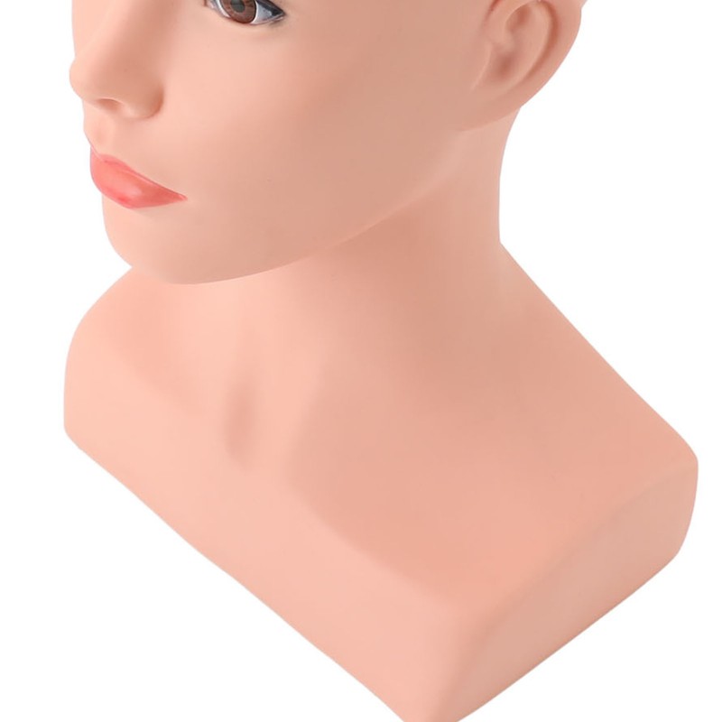 Female Bald Mannequin Head with Shoulder PVC Professional Cosmetology Face