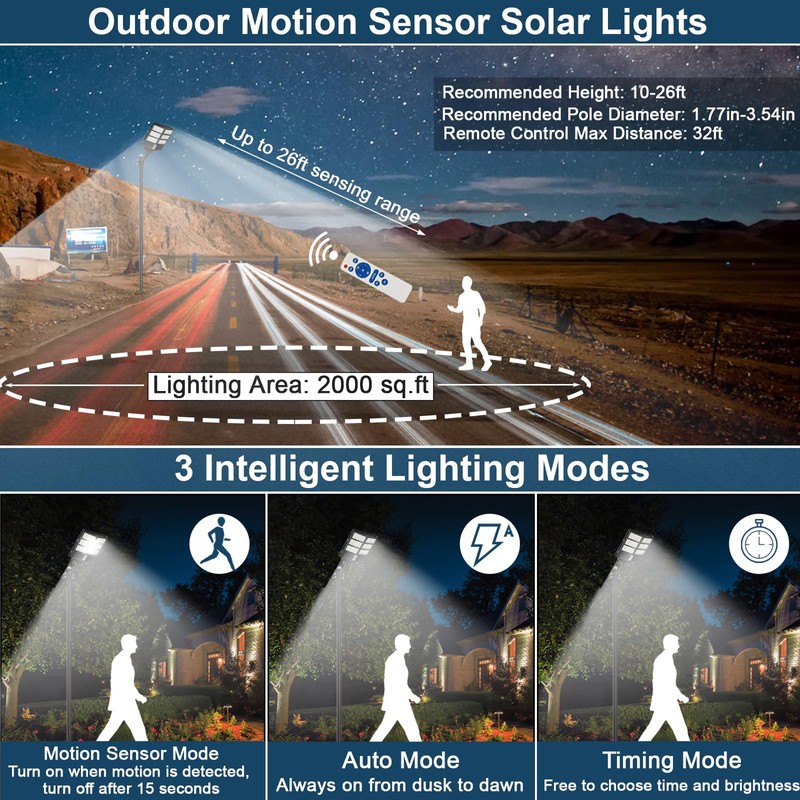 WaitScher Solar Lights Outdoor 5000W Motion Sensor Flood Lights Dusk