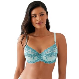 Wacoal Women's Embrace Lace Unlined Underwire Mid Coverage Bra, 65191, Eggshell Blue/Brittany Blue, 36DD