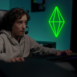 Crystal Neon Sign for Game Lovers Green Neon Light Dimmable Game Light Up Sign for Room, Led Gaming Lamp for Christmas Birthday Gifts