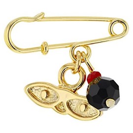 RC & J GENERAL 14kt Gold Plated Eyes Saint Lucy Lucky Charm Evil Eye Azabache Protection Baby Pin Brooch - Ojitos De Santa Lucia Azabache Para Proteccion