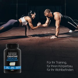 Bandini® Creatine CREAPURE® Monohydrate 240 Tabletten - Training, Sport, Gym und Pre Workout Supplement - 100% Vegan - Basierend auf Kreatin Monohydrat für ATP und Erholung