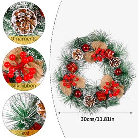 30 cm Christmas Decoration Wreath Door, Door Wreath, Front Door, Outdoor Christmas, Christmas Wreath, Fir Garland, Christmas Decoration Wreath, Artificial Wreath Christmas (F)