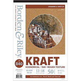 Borden & Riley 12" x 18" #840 Kraft Paper Pad, 89 GSM/60 LB, 50 Sheets, 1 Pad Each (840P121850)
