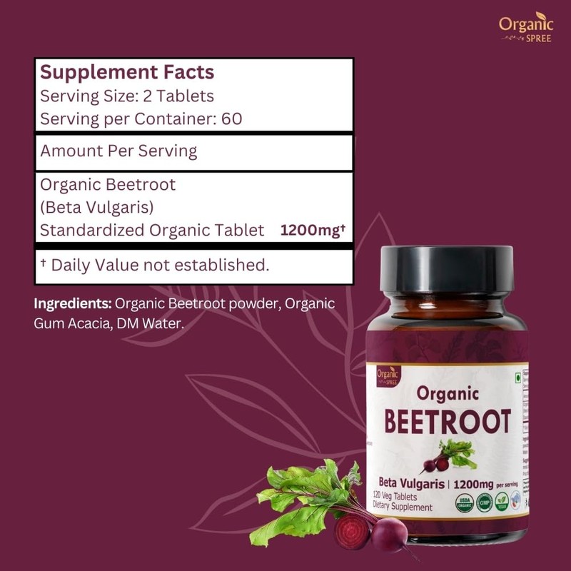 ORGANIC SPREE Beetroot 120 Tablets | Beta Vulgaris (Beetroot) |