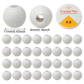 Honbay 100PCS Acrylic Golf Ball Beads Sports Ball Beads Big Hole Beads Round Spacer Loose Beads with 8.7 Yards Elastic Thread for Bracelets Necklaces Earrings Jewelry Making DIY Craft Project