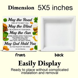 Irish Blessing Decor, May Your Troubles Be Less and Your Blessings Be More Wooden Block Sign, St. Patrick's Day Decorations, Irish Decorations for Home, 5 X 5 Inches