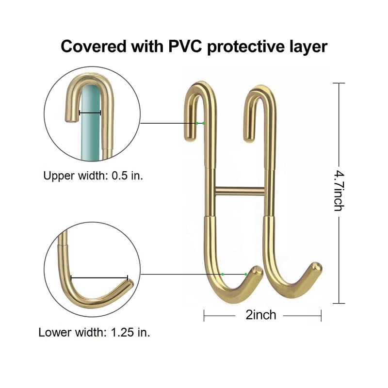 Haitis 4 Pack Over Shower Glass Door Hook, Plated Gold,