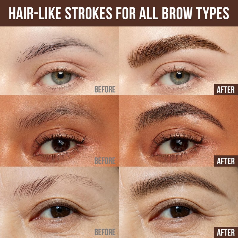 Eyebrow Pen for Women & Men, Natural Hair-Like Brows, Black