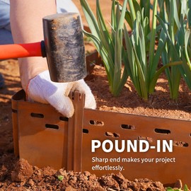 UltiTeque Hollow-Carved Corten Steel Rust 8-inch Landscape Garden Edging Pack of 4 with 4pcs Stakes