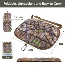 BLISSWILL Hunting seat Cushion，Stadium Cushion，100% Memory Foam Silent Lightweight for Camping, Hunting, Fishing，Camping，Outdoor（Super Camo-Timber）