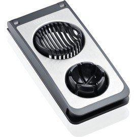 Leifheit Eierschneider Combi ProLine-Serie mit 3 Funktionen, Champignonschneider schneidet sauber und exakt, Küchenhelfer zum Schneiden von Eiern, Pellkartoffeln, rostfreier Schneidedraht, silber