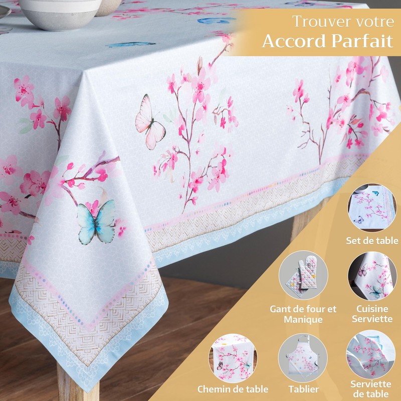 Maison d'Hermine Tablecloth, 100% Cotton, Decorative, Washable, Square Tablecloth for