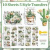 WANDIC 10 Sheets Rub On Transfer Sticker, Succulent Plants Decals