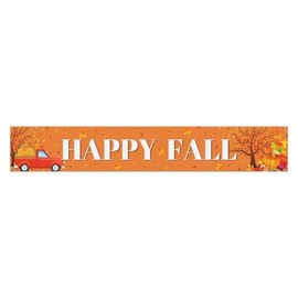 Happy Fall Banner Decorations Autumn Pumpkin Yard Sign 120" x 20" Fall Party Supplies for Thanksgiving Decorations Outdoor Indoor Garden Lawn Porch Balcony Fence Garage Home Decor