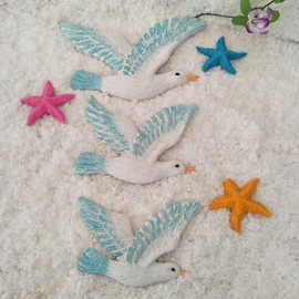 3 Pieces Seagull Wall Decoration Figure Mediterranean Garden Decoration Animals Resin Garden Bird Decorative Figure Animal Figures Statue for Patios Nautical Living Room Decoration