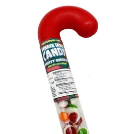Freeze Dried Candy Giggles Filled 1 Giant Candy Cane Tube, Christmas Stocking Stuffers, Unique Festive Holiday Treats Gift Idea