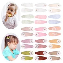 Snap Hair Clips for Girls, Non Slip Wrapped Baby Hair Pins Cute Floral Print Toddler Hair Clips Small Daisy Hair Barrettes Hair Accessories for Infants Baby Toddler Girls Kids Teens