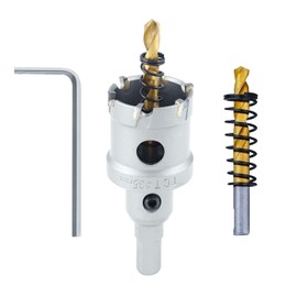 Luomorgo 1-3/8" 35mm TCT Carbide Hole Saw Tungsten Carbide Tipped Hole Cutter with 2 Pcs Titanium-Plated Pilot Drill Bit for Metal Iron Steel Wood Plastic