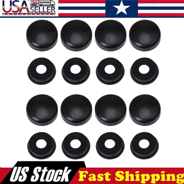Cequent Unbranded 8pcs Black "Smooth" License Plate Frame Screw Caps