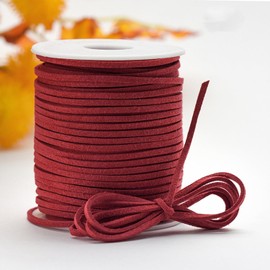Capesaro Faux Suede Leather Cord,2.5mm 50 Yards Thin Leather String for Jewelry Making, Gift Wrap,Leather Lace, DIY Crafts(Red,1/8 inch x 50 Yards)