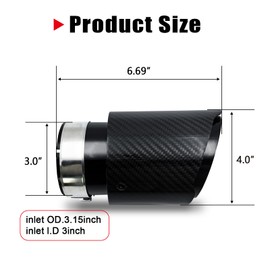 Carbon Fiber Exhaust Tips 3" Inlet 4"Outlet, Universal Tailpipe 3 Inch Exhaust Muffler Tip