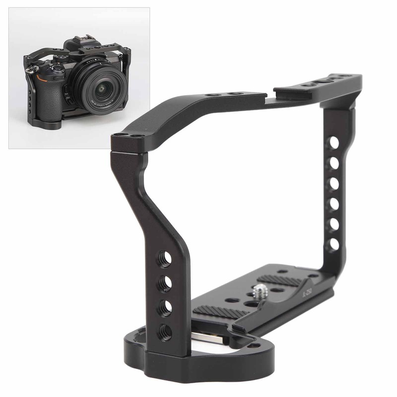 Aluminum camera cage for Z50 with multiple mounting interfaces, lightweight