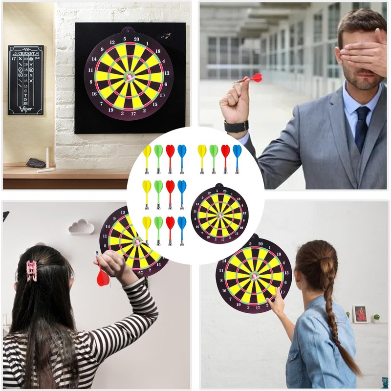 18 Pcs Kids Darts, Kids Dart Board, Portable Replaceable Kids
